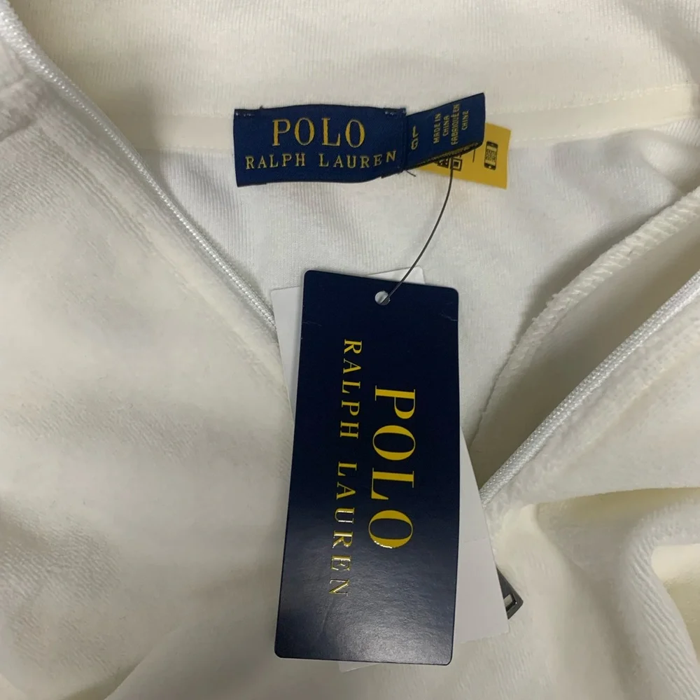 Ralph Lauren Womens Velour Track Jacket L-Large Quarter Zip Stretch $148 - Picture 7 of 9